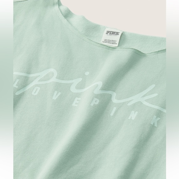 PINK Victoria’s Secret Sage FLEECE CROPPED SWEATSHIRT medium - Picture 4 of 7